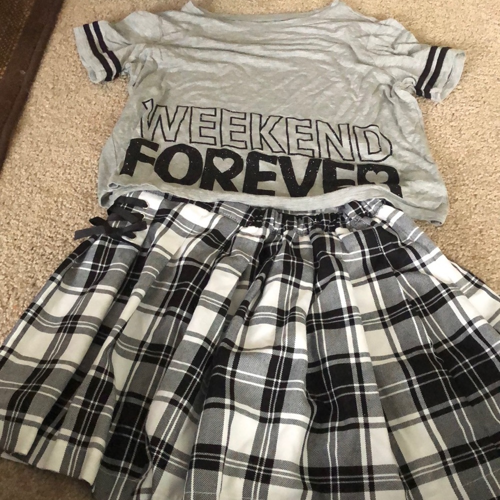 Justice Cute Plaid Skirt w/ Top